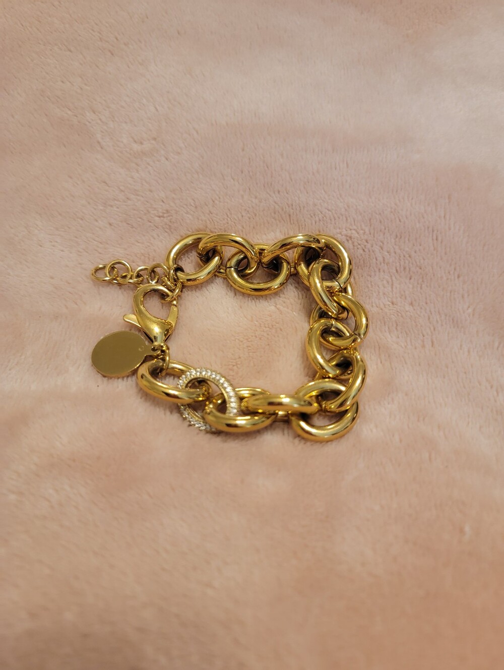 Knotty Gold Tone Stainless Steel & Pave Link Adjustable Bracelet